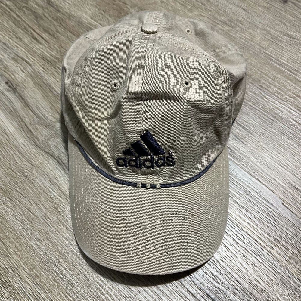 Adidas Baseball Cap Men's One‎ Size Beige Logo Embroidered Adjustable Straps Hat